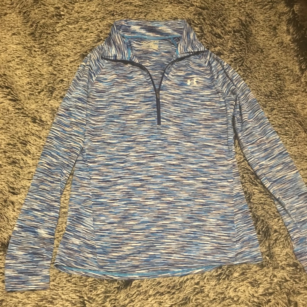 Blue striped zip up Under Armour small